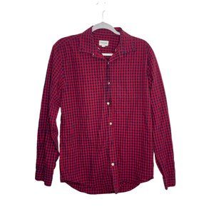 Frank And Oak Men's Size M Red Plaid Collared Long Sleeve Button Down Shirt